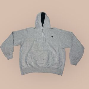 VTG Y2K Champion Mens Gray Pullover Hoodie Size XL Classic C Logo Eco